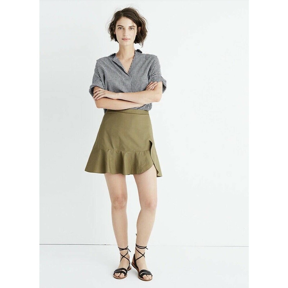 Madewell Ruffle Expat Olive‎ Wrap Skirt Size 2